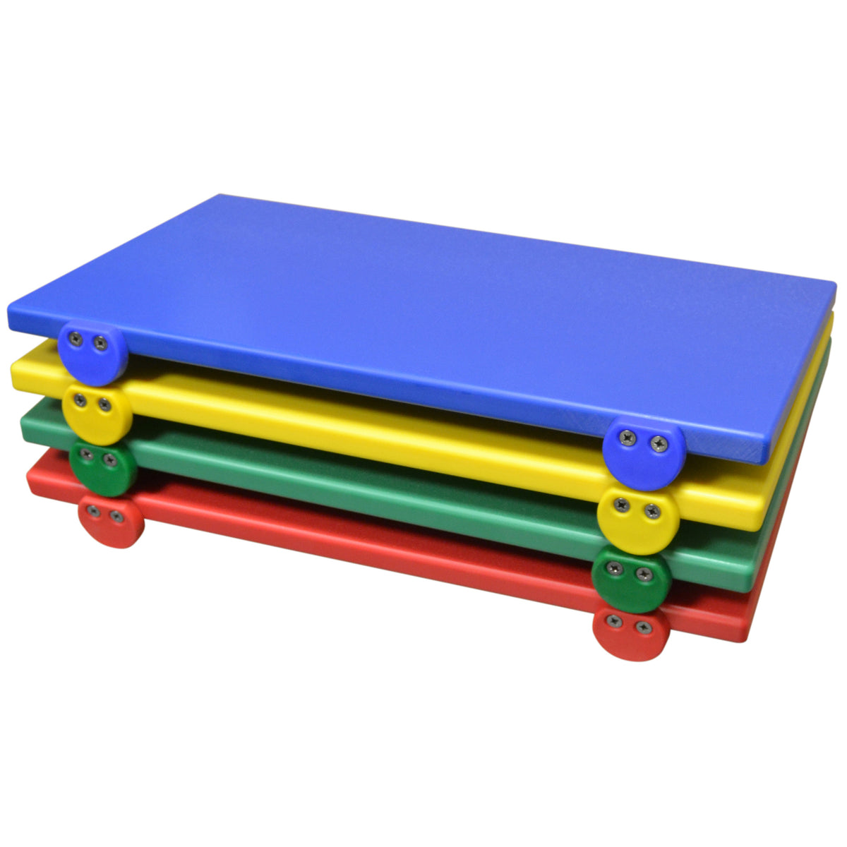 Set 4 taglieri in polietilene colorati con fermi