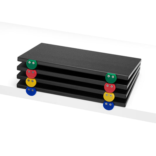 Set 4 taglieri in polietilene nero con fermi colorati